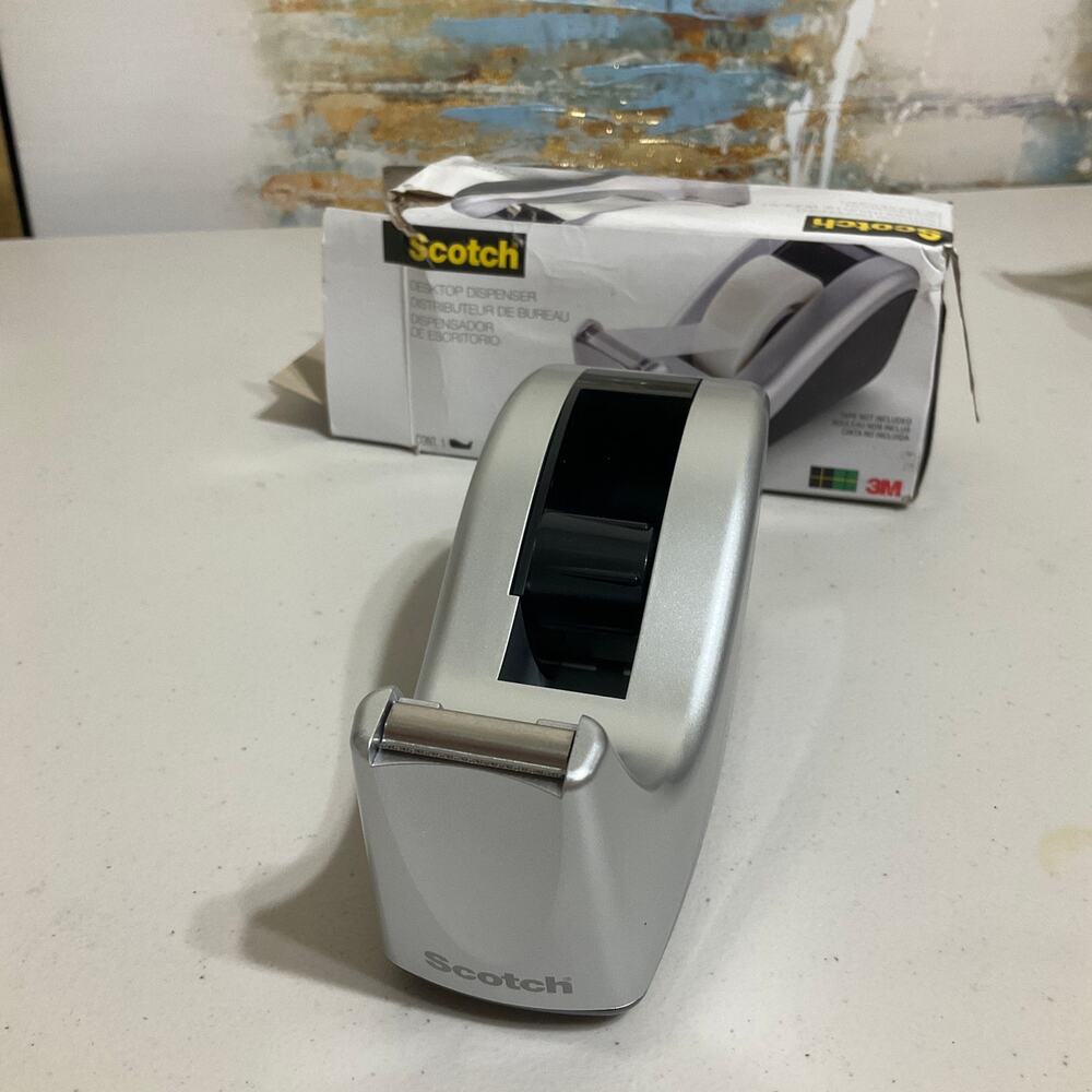 Scotch Desktop Tape Dispenser, Silver Black Two-Tone, 1 Dispenser C60-ST - Picture 4 of 5